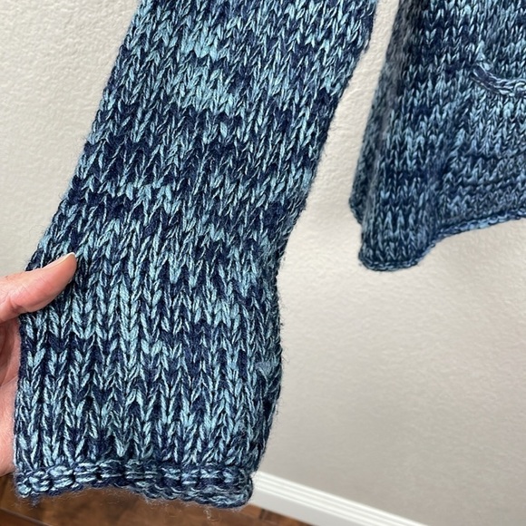 Moda International Wool Blend Chunky Knit Toggle Sweater Coat Blue Sz L - Picture 3 of 10